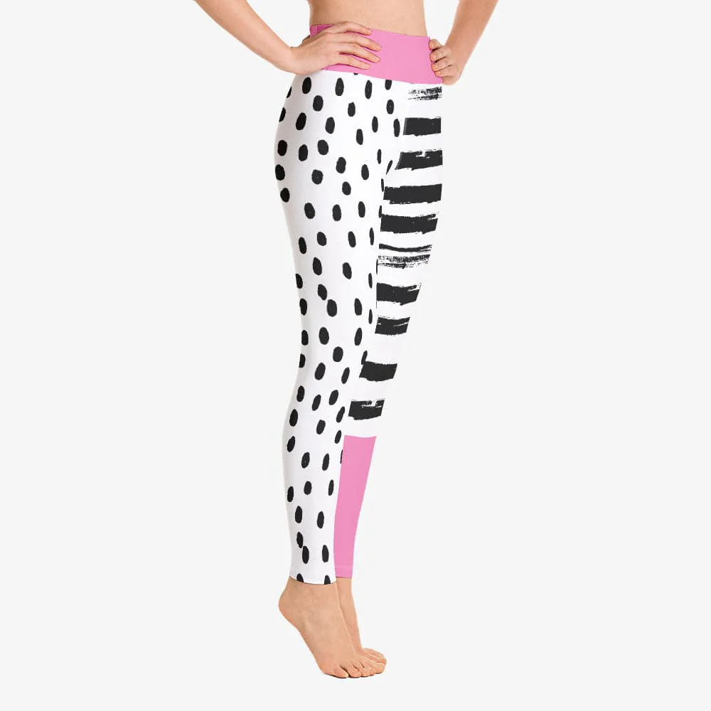 Printed Leggings "Dots&Stripes" Pink - Image 6