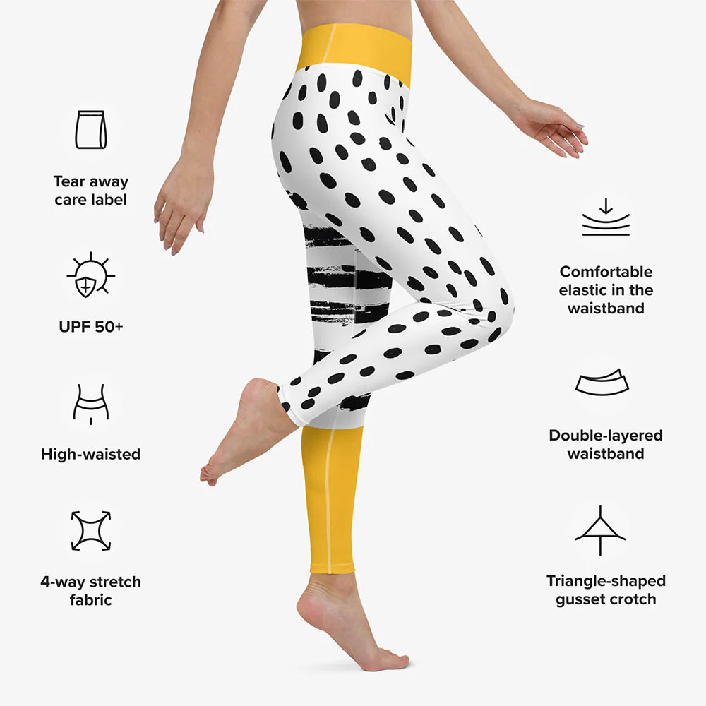 Printed Leggings "Dots&Stripes" Yellow - Image 3