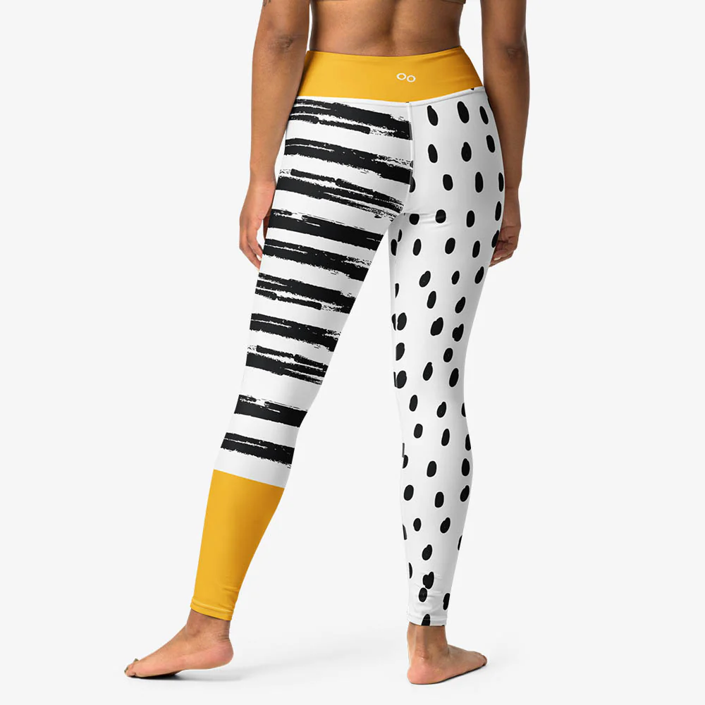 Printed Leggings "Dots&Stripes" Yellow - Image 4