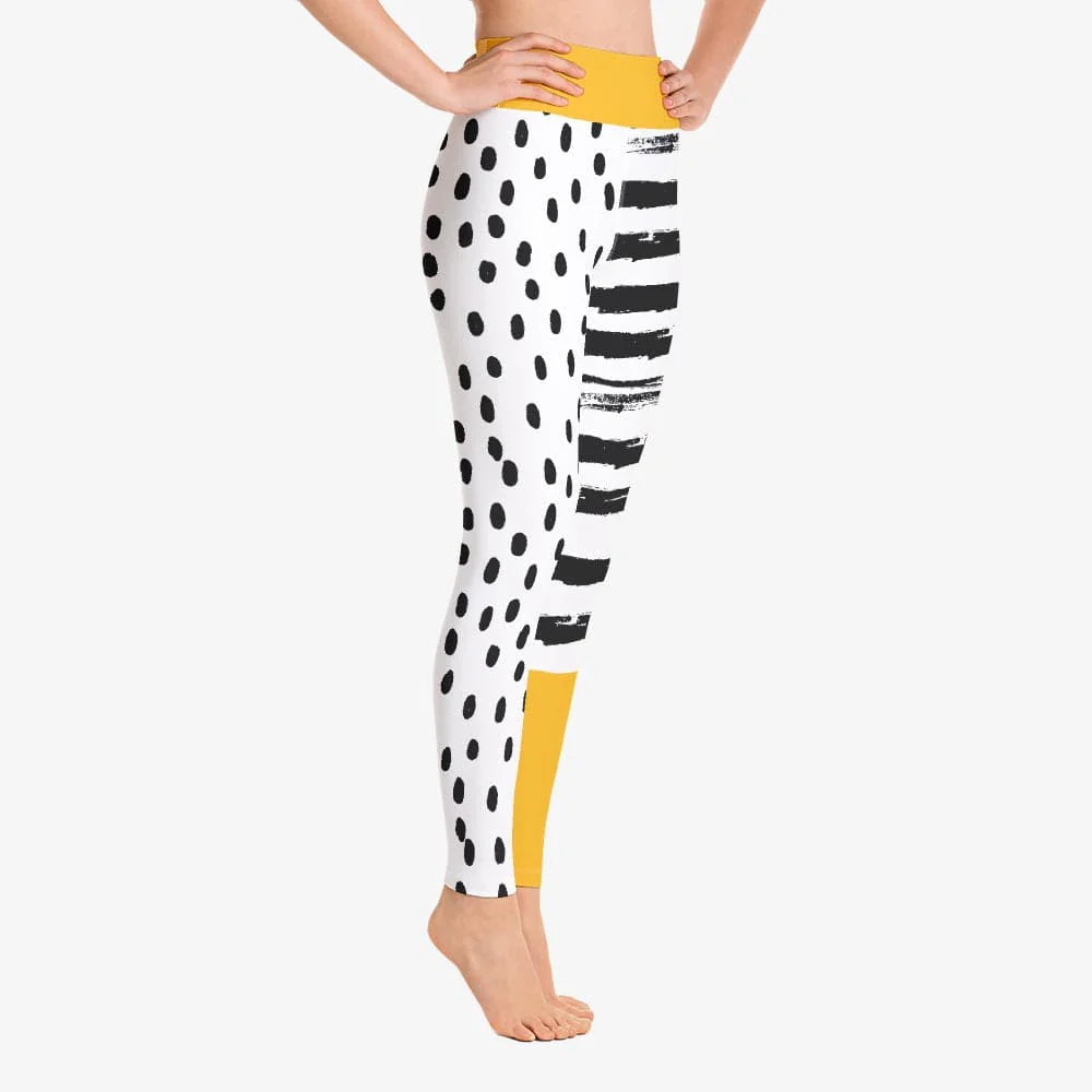 Printed Leggings "Dots&Stripes" Yellow - Image 6