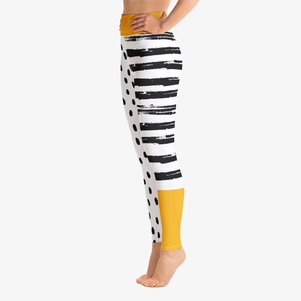 Printed Leggings "Dots&Stripes" Yellow - Image 7