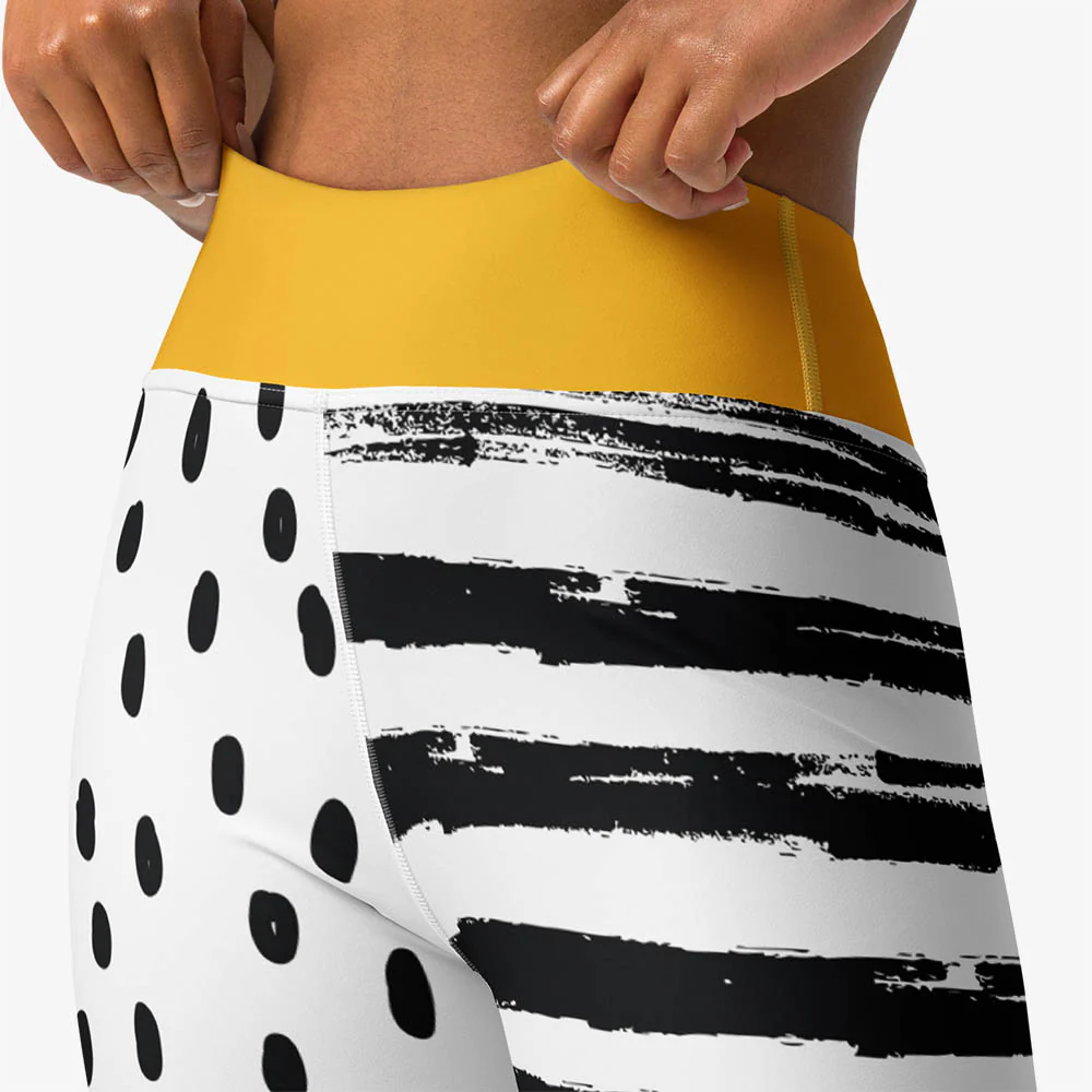 Printed Leggings "Dots&Stripes" Yellow - Image 8