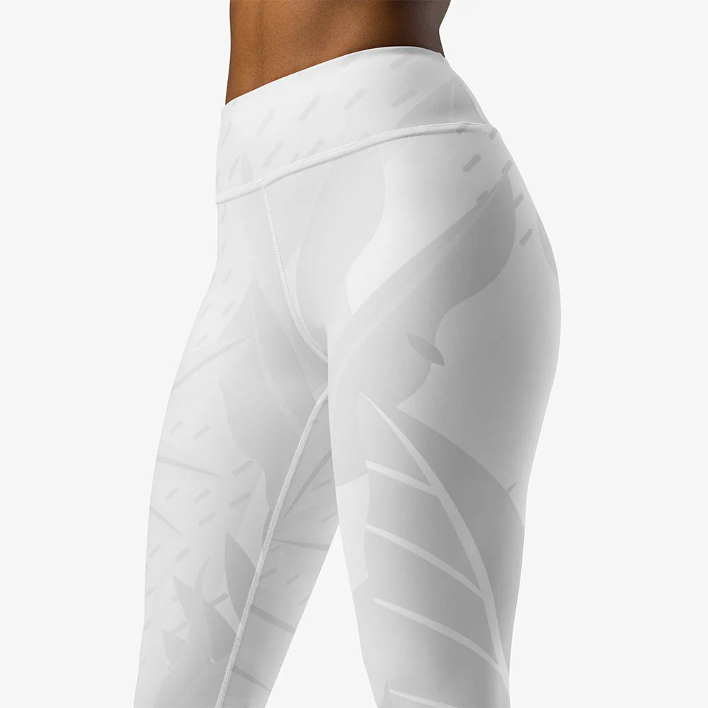 Floral Leggings "Leaves" White - Image 6