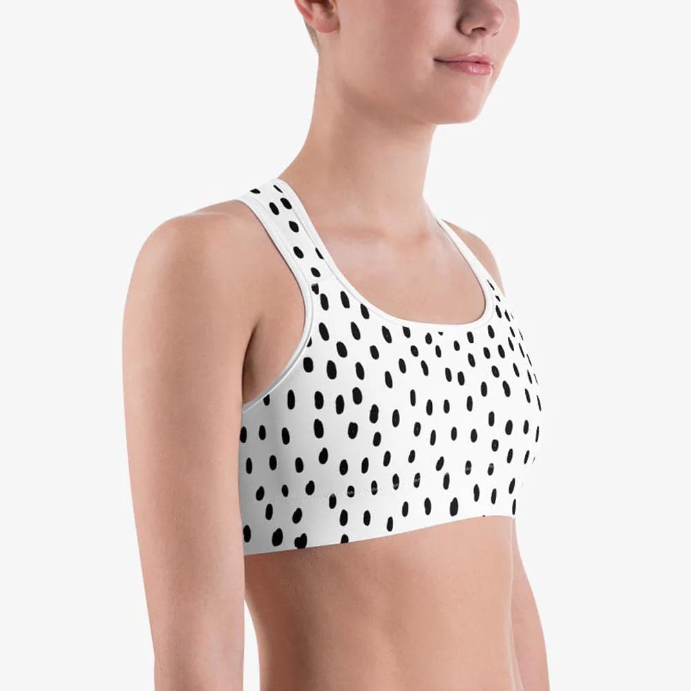 Printed Sports Bra "Dots" Black/White - Image 3