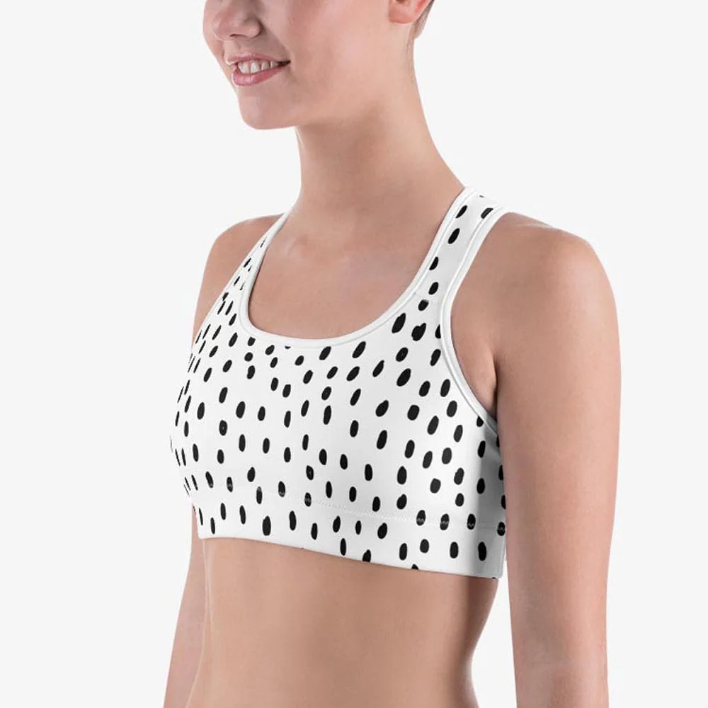 Printed Sports Bra "Dots" Black/White - Image 4