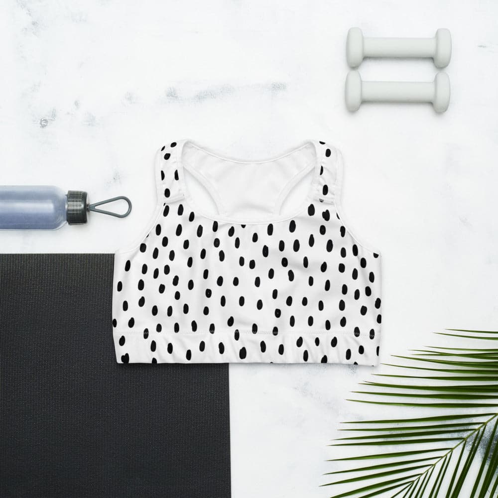 Printed Sports Bra "Dots" Black/White - Image 5