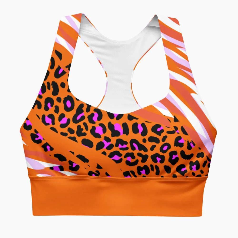 Recycled High Impact Bra "Cheetiger" Orange - Image 3